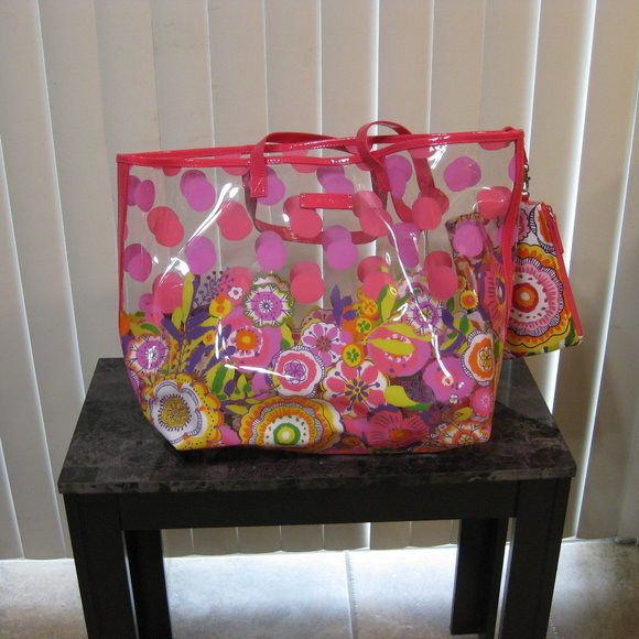 Vera Bradley Handbags - NWT Vera Bradley pink clear beach bag tote